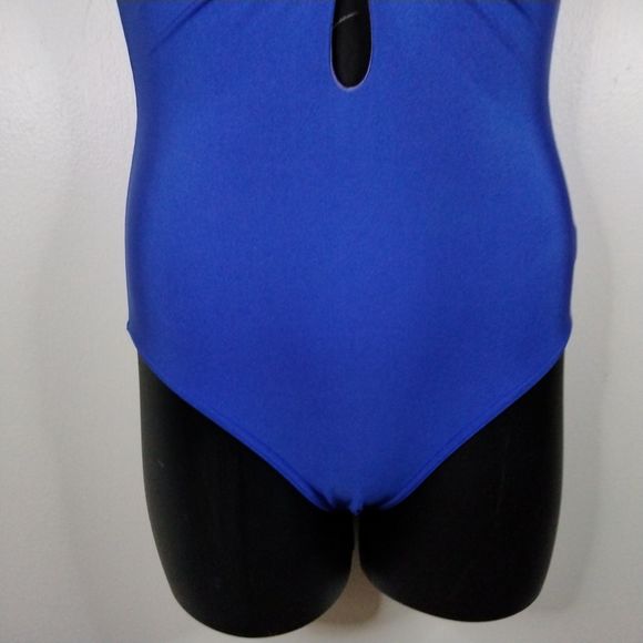 Venus Blue Mesh One Piece Size 4 Sexy Keyhole Plunge Swimwear Swimsuit Deep Back - Picture 6 of 13